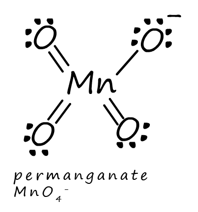 The structure of the  permanganate ion.